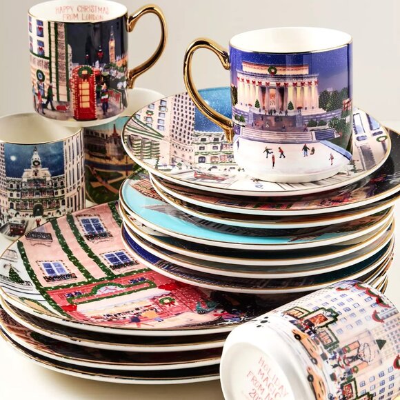 Anthropologie Holiday in the City Mug BOSTON 2025 Stoneware 13 oz New - Picture 4 of 4